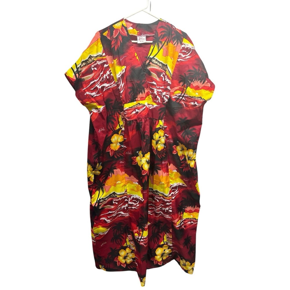 Kalena Fashions of Hawaii Maxi Dress Womens‎ One Size Light Sheer Red Yellow